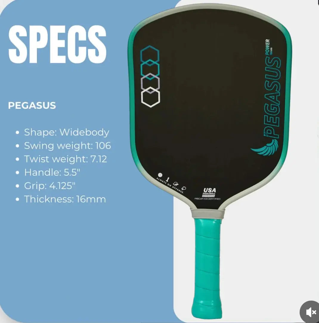 PEGASUS 16MM Pickleball Paddle, T700 Carbon Fiber Textured Surface, Polyer Honeycomb Core, Wide-body Paddle, Enhanced Power&Spin Zenn Organics Inc