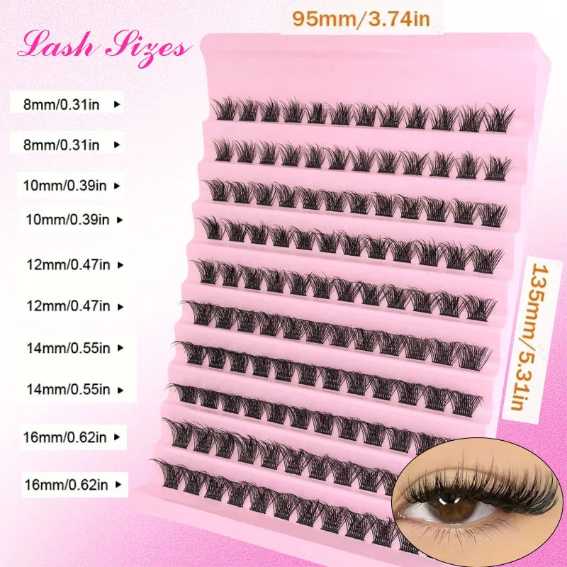 DIY Eyelash Extension Kit Individual Lashes Cluster Mix Lash Clusters with Lash Bond and Seal and Lash Accessories Zenn Organics Inc