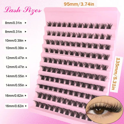 DIY Eyelash Extension Kit Individual Lashes Cluster Mix Lash Clusters with Lash Bond and Seal and Lash Accessories Zenn Organics Inc