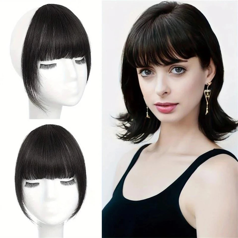 Hair bangs clip-in extensions Fringe fake hair wigs Synthetic Toupee Hairpiece with sideburns DIY Elegant women Hair Accessories Zenn Organics Inc