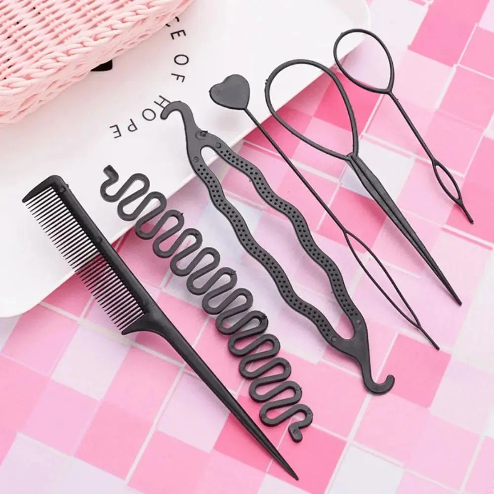 Fashion 6Pcs/Set Popular Ponytail Creator Plastic Loop Styling Tools Black Pony Topsy Tail Clip Hair Braid Maker Styling Tool Zenn Organics Inc