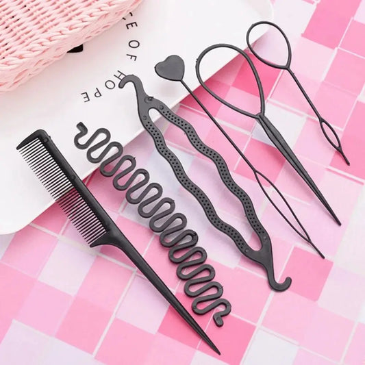 Fashion 6Pcs/Set Popular Ponytail Creator Plastic Loop Styling Tools Black Pony Topsy Tail Clip Hair Braid Maker Styling Tool Zenn Organics Inc