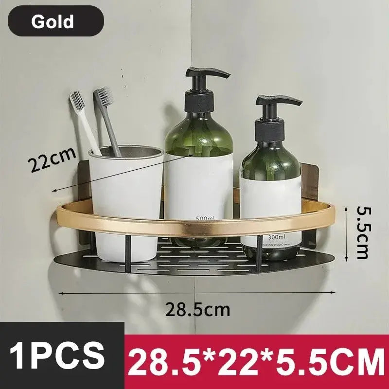 Bathroom Shelf Kitchen Storage Organizer Aluminum Alloy Shampoo Rack Shower Shelf Bathroom Accessories No Drill Shelf Zenn Organics Inc