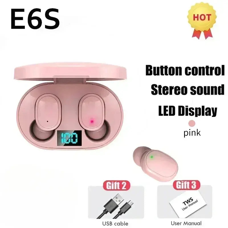 E6S Wireless Bluetooth Earphones TWS Bluetooth Headset Wireless Earbuds Noise Cancelling Earphones with Microphone Headphones Zenn Organics Inc