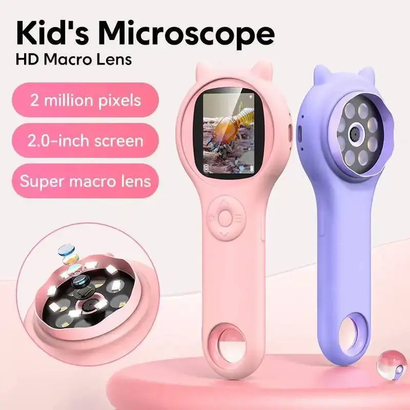 Kids Digital Microscope 500X Portable USB Charging with Photo Video Function Silicone Case Educational Science Toy for Children Zenn Organics Inc