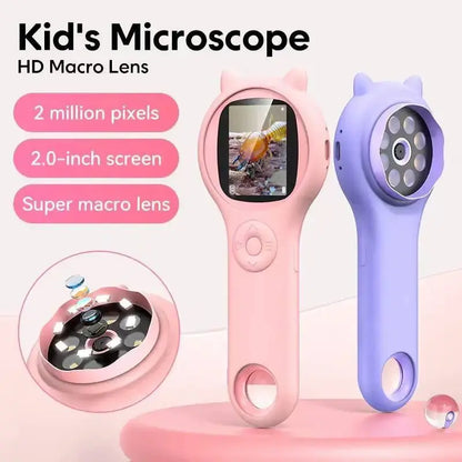 Kids Digital Microscope 500X Portable USB Charging with Photo Video Function Silicone Case Educational Science Toy for Children Zenn Organics Inc