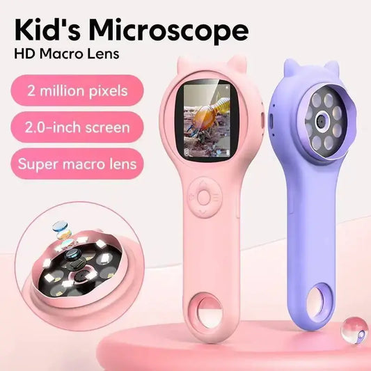 Kids Digital Microscope 500X Portable USB Charging with Photo Video Function Silicone Case Educational Science Toy for Children Zenn Organics Inc