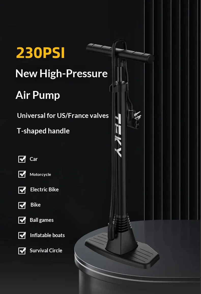 OFFBONDAGE Bike Pump 230PSI High Pressure Portable Pump Universal US/France Valves with Inflating Needle Car Motorcycle Balls Zenn Organics Inc