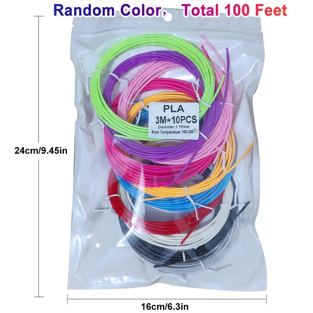 32 Colors 3D Pen Filament 1.75mm PLA, Each Color 10Feet(3m), Total 320 Feet (96m) 3D Pen Filament Refills, Random Color Zenn Organics Inc