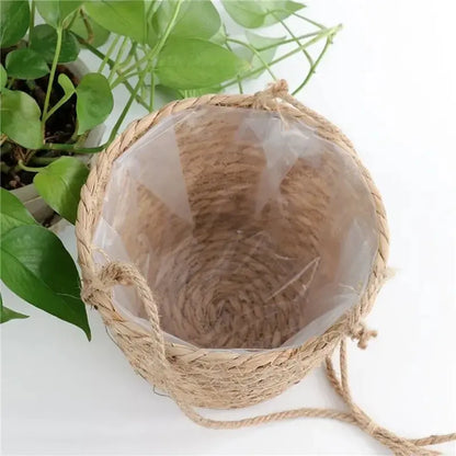 Garden Hanging Planter Macrame Plant Storage Basket Jute Rope Woven Indoor Outdoor Flower Pot Holder Plant Hangers Home Decor Zenn Organics Inc