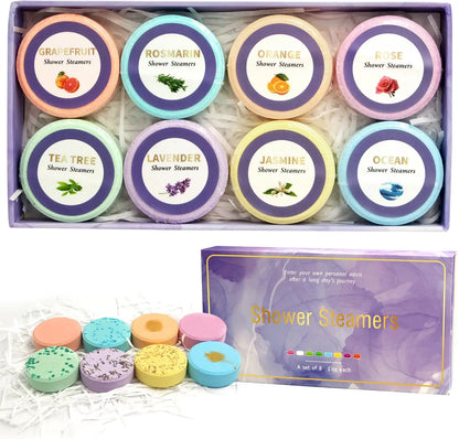 Shower Steamers - 8 Pack Shower Bombs Gifts For Her With Essential Oil For Home SPA, Self-Care & Relaxation Valentine's Birthday Zenn Organics Inc