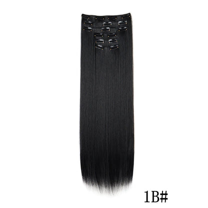 Synthetic Clips in Hair Extensions Long Straight Hairstyle Blonde Black Hairpieces Heat Resistant False Hair Daily Use Zenn Organics Inc
