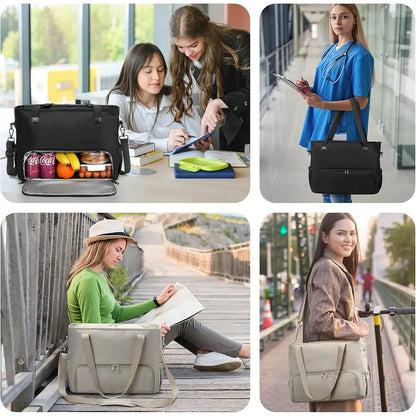 2 in 1 Lunch Tote Bag for Women with 15.6" Laptop Compartment Handbag Work Business lunch Insulated Shoulder Bag Thermal Bag ﻿ Zenn Organics Inc