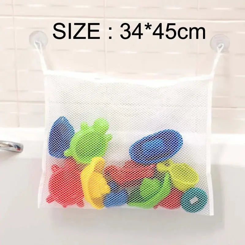 Baby shower toy mesh storage bag with cartoon animal shapes for bath toys, cloth sand toys, and bath organizer from Zenn Organics Inc.