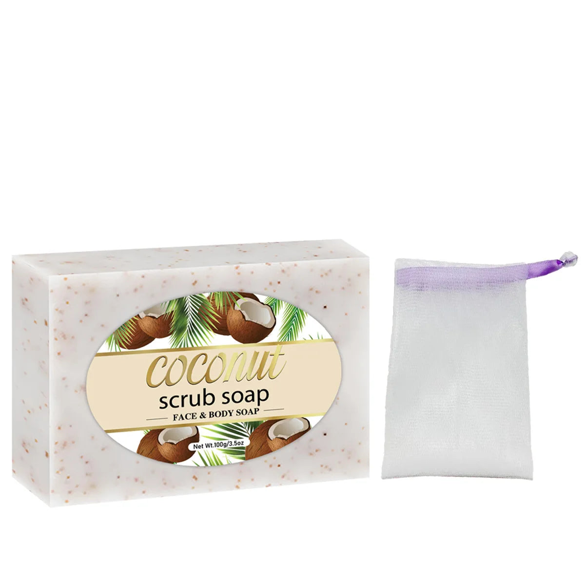Coconut Scrub Soap Handmade Exfoliating Bath Soap Face & Body Cleanser Long-Lasting Moisturizing Soap Remove Dead Skin Zenn Organics Inc