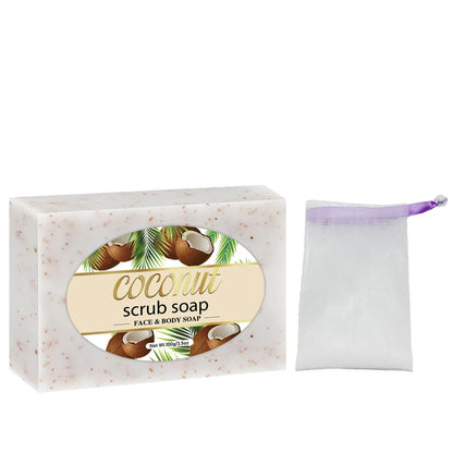 Coconut Scrub Soap Handmade Exfoliating Bath Soap Face & Body Cleanser Long-Lasting Moisturizing Soap Remove Dead Skin Zenn Organics Inc