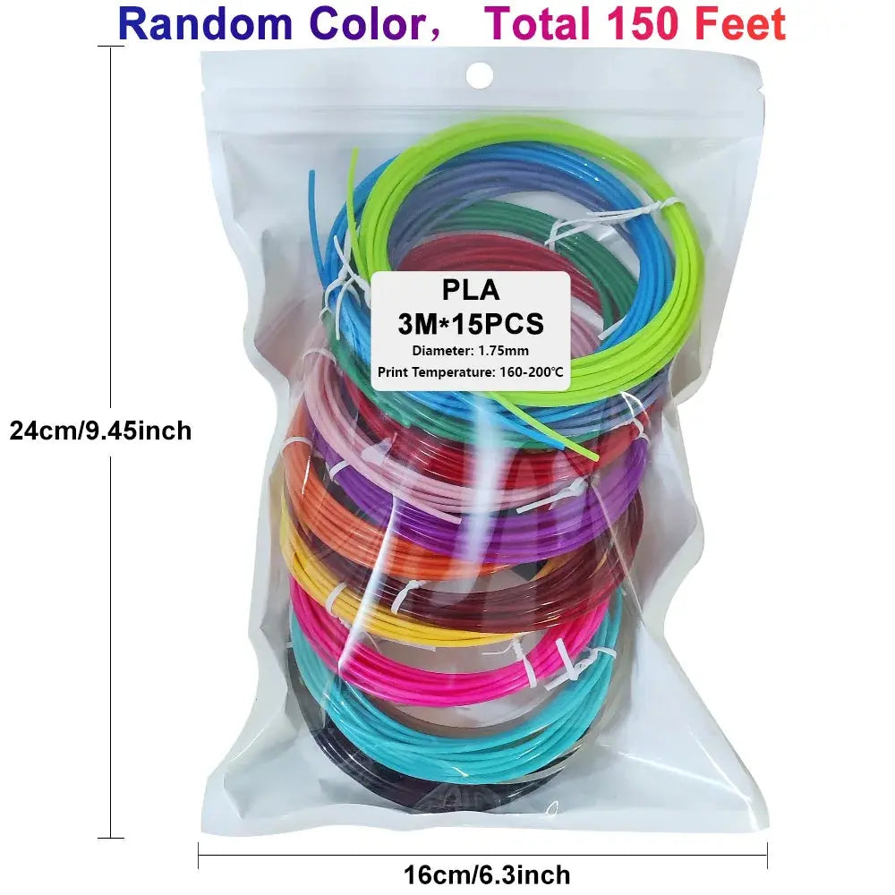 32 Colors 3D Pen Filament 1.75mm PLA, Each Color 10Feet(3m), Total 320 Feet (96m) 3D Pen Filament Refills, Random Color Zenn Organics Inc
