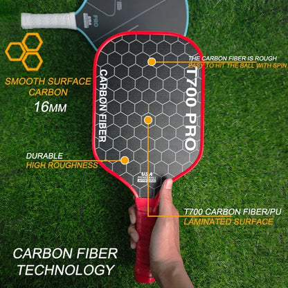 Zenn Organics T700 Carbon Pickleball Paddle with sleek black design and ergonomic handle for enhanced grip and control.