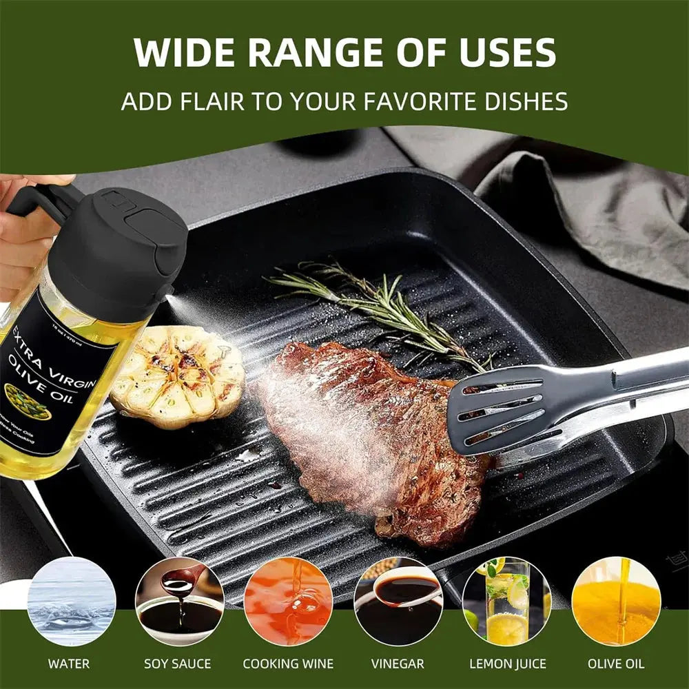 Oil Sprayer for Cooking,2in1 Olive Oil Dispenser Bottle for Kitchen with Stickers,16oz/470ml Premium Glass,Food-grade Oil Mister Zenn Organics Inc