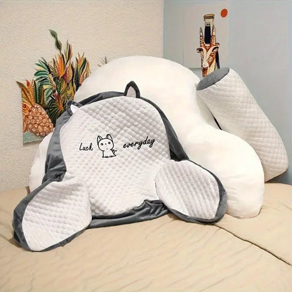 1pc Adjustable Reading Pillow - Ergonomic Back Support Cushion for Bed/Sofa/Floor, Gray Quilted Breathable Design Zenn Organics Inc
