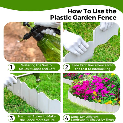 Garden Edging Borders Grass Lawn Fence Path Patio Interlocking Decorative Outdoor Barrier Landscape Edging for Yard Garden Zenn Organics Inc