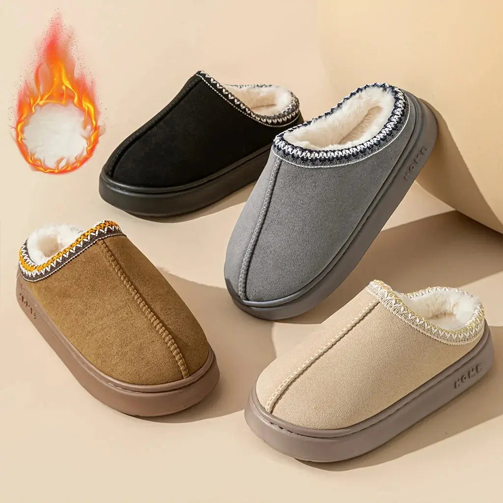 Women's Comfort Lined Slippers Soft Sole Winter Warm Indoor Outdoor Shoes Elegant Couple Slippers Zenn Organics Inc