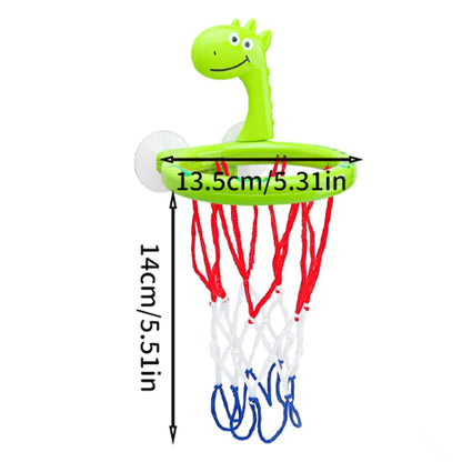 Baby bath toy set with suction cup basketball hoop and three balls for water play in the bathtub, by Zenn Organics Inc.
