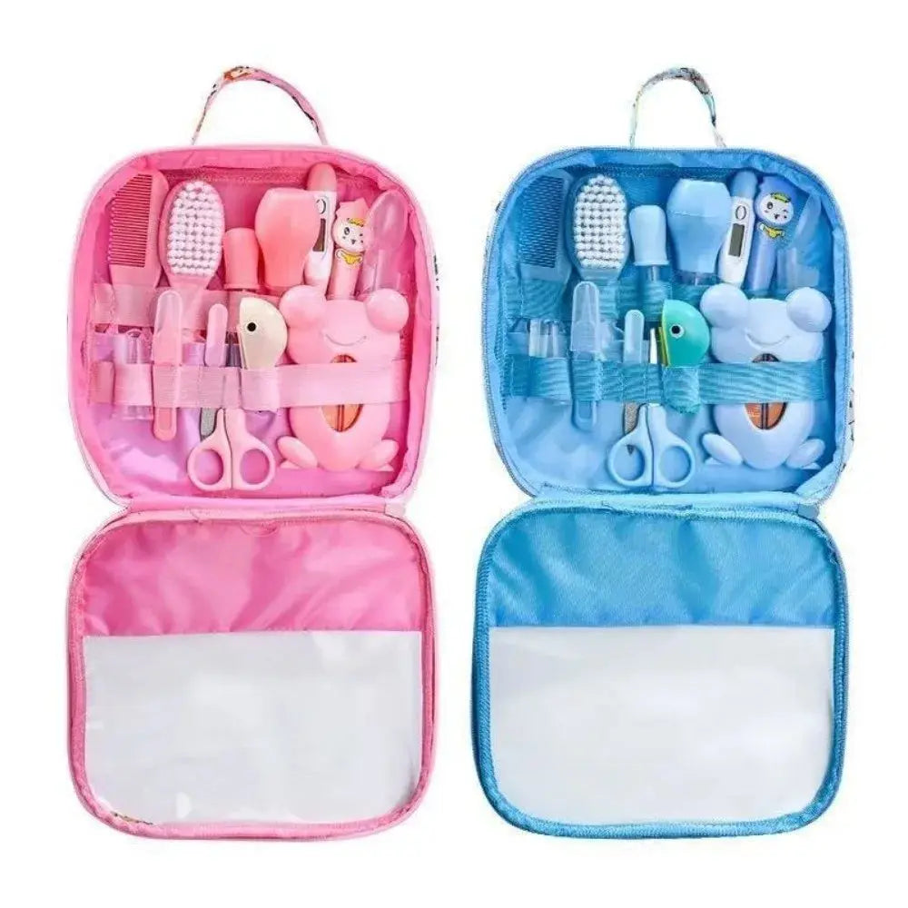 Zenn Organics Inc baby care kit with hair wash brush, nail clipper, nasal aspirator, comb, and newborn care essentials.