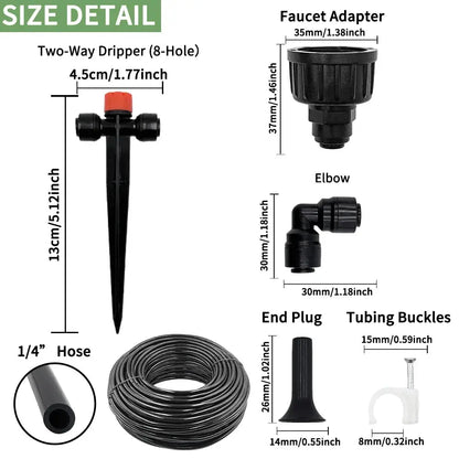 Garden Watering System, Quick-Connect Drip Irrigation Kit, DIY Automatic Irrigation Equipment Set for Lawn Raised Bed Greenhouse Zenn Organics Inc