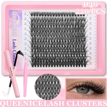 DIY Eyelash Extension Kit Individual Lashes Cluster Mix Lash Clusters with Lash Bond and Seal and Lash Accessories Zenn Organics Inc