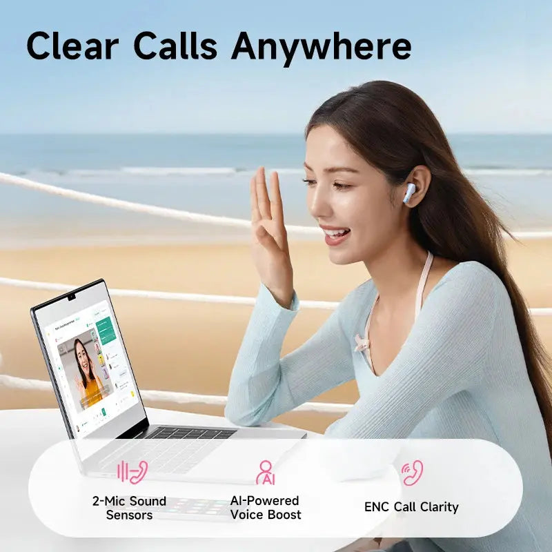 Baseus Bass BS2 Lite True Wireless Earbuds Bluetooth 6.0 Semi-in-Ear Earphones 2-Mic AI ENC 40H Playtime IP55 SuperBass Ear buds Zenn Organics Inc