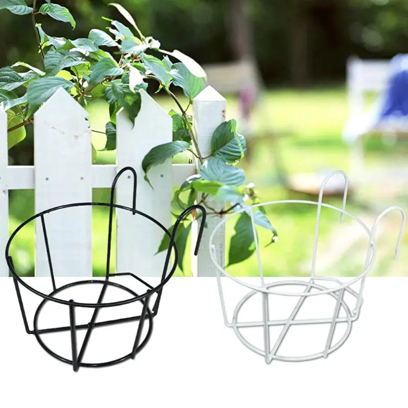 Garden Hanging Plant Iron Racks Balcony Round Flower Pot Rack Railing Fence Zenn Organics Inc
