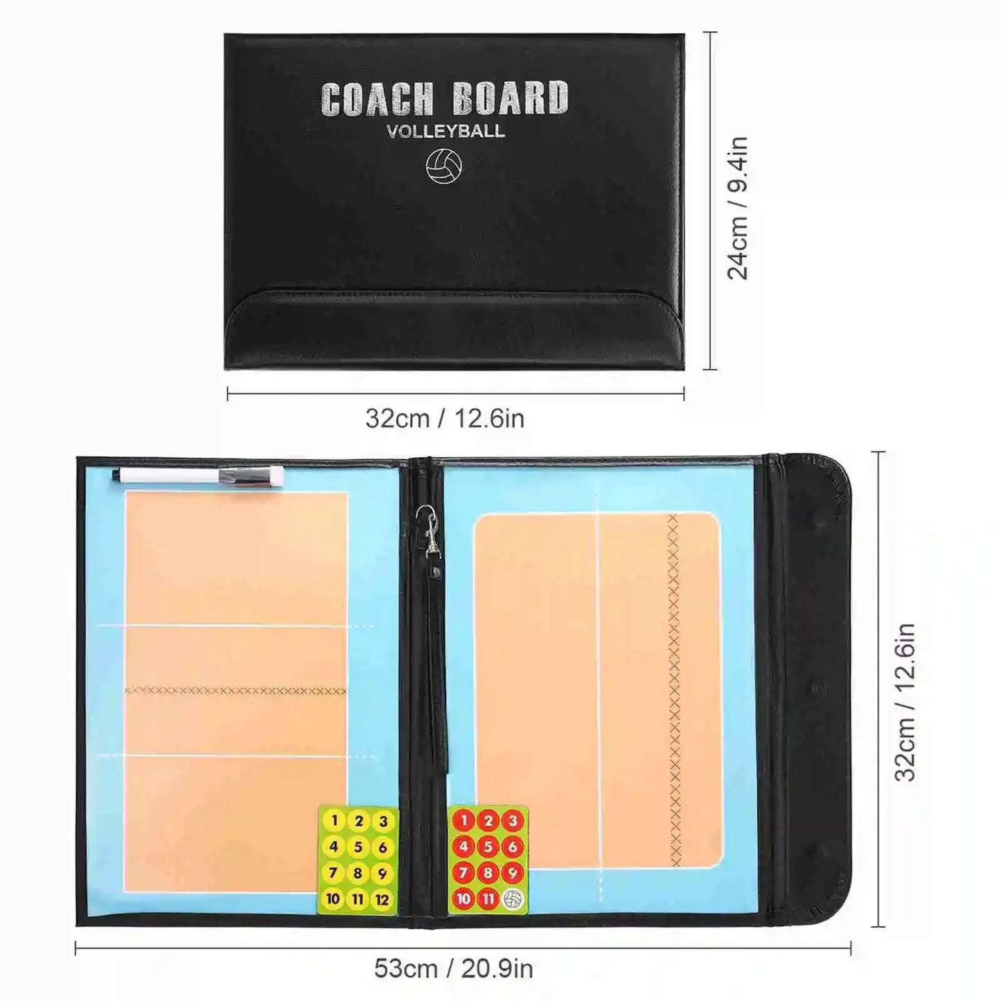 Volleyball  Board Foldable Volleyball Magnetic Tactic Board Coaching Strategy Board with Marker Pieces and 2-in-1 Pen Zenn Organics Inc