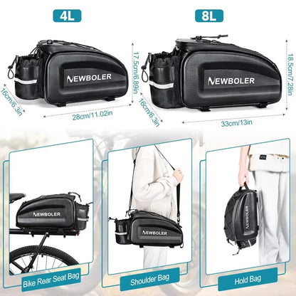 NEWBOLER Hard Shell Bicycle Trunk Bag Large Capacity Bike Shoulder Bag Waterproof Bike Rear Seat Rack Bag For MTB Cycling E-Bike Zenn Organics Inc