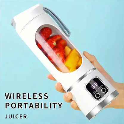 Portable Zenn Organics Inc blender juicer with 450ml capacity, 8 blades, chargeable travel smoothie and juice maker.