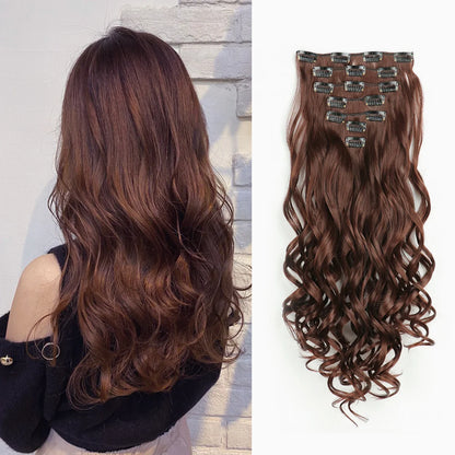 Clip In Hair Extensions 7 PCS Full Head 22 Inch Long Curly Wavy Synthetic Hair Pieces Natural Wavy For Women Girls Hair Zenn Organics Inc