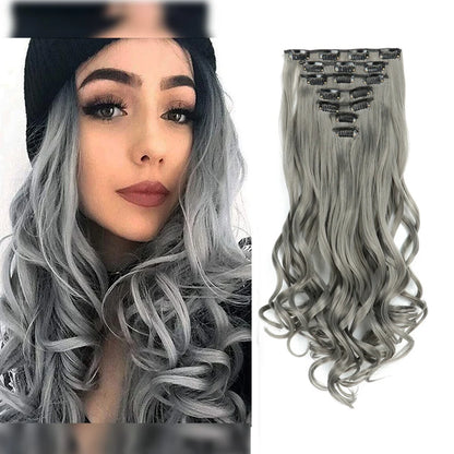 Clip In Hair Extensions 7 PCS Full Head 22 Inch Long Curly Wavy Synthetic Hair Pieces Natural Wavy For Women Girls Hair Zenn Organics Inc
