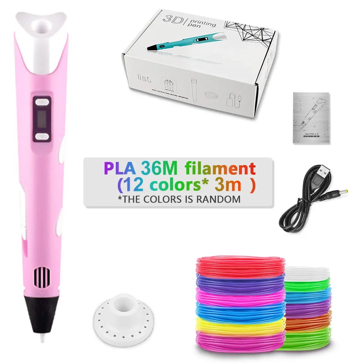 3D Pen For Children 3D Printing Drawing Pen DIY Funny Set for Kids Chidren Birthday Chrismas Creative Gift with PLA Filament Zenn Organics Inc