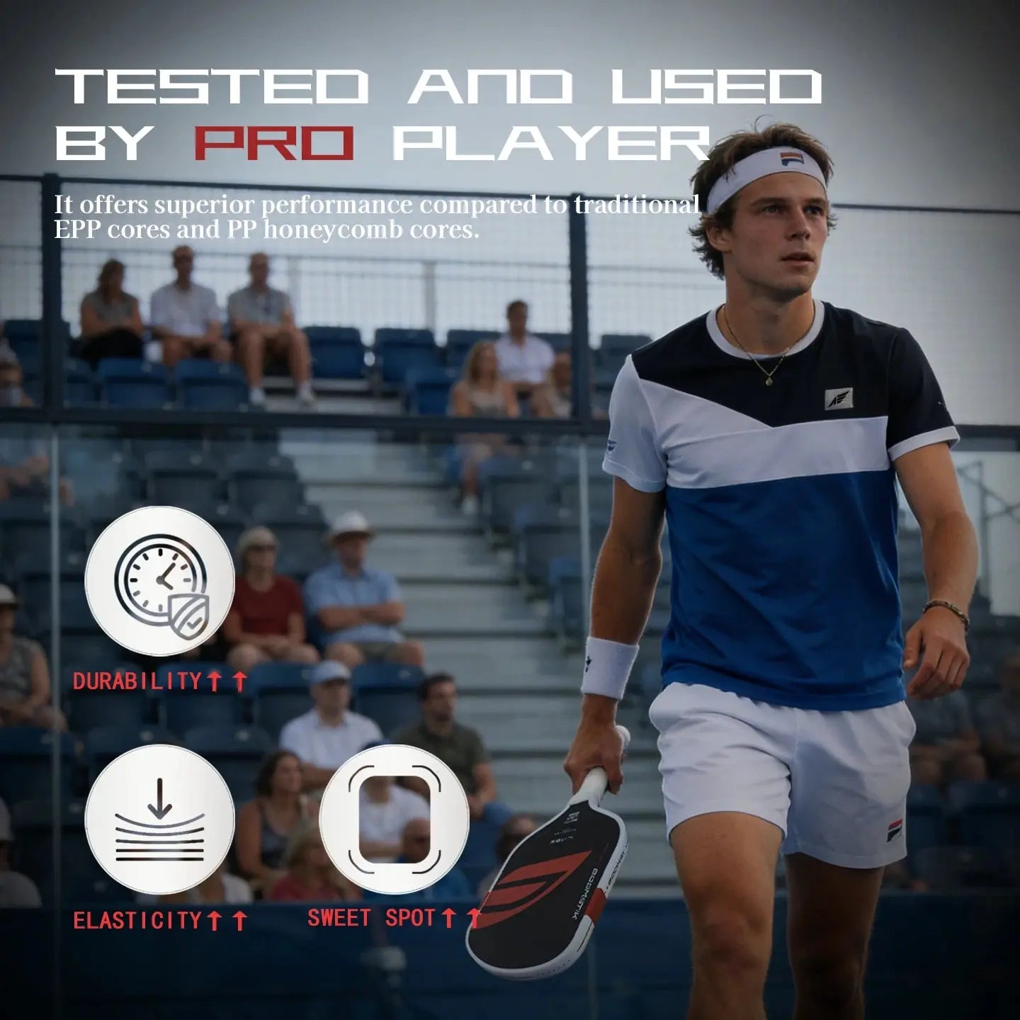 Boomstick  T700 Pickleball Paddle 16mm Thickness Pro EPP+EVA Foam TPU Edging Super Durable Training Custom LOGO Available Zenn Organics Inc
