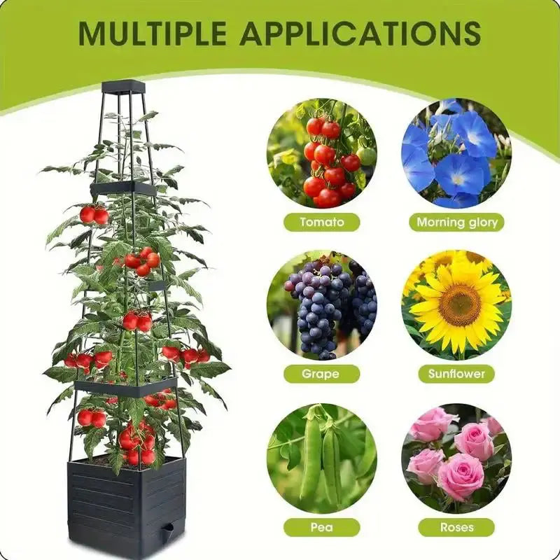 Garden Raised Bed Planter Boxes with Trellis,Tomato Growing Box with Shelf,Self Watering Tomato Climbing Stand,Garden Planting Zenn Organics Inc