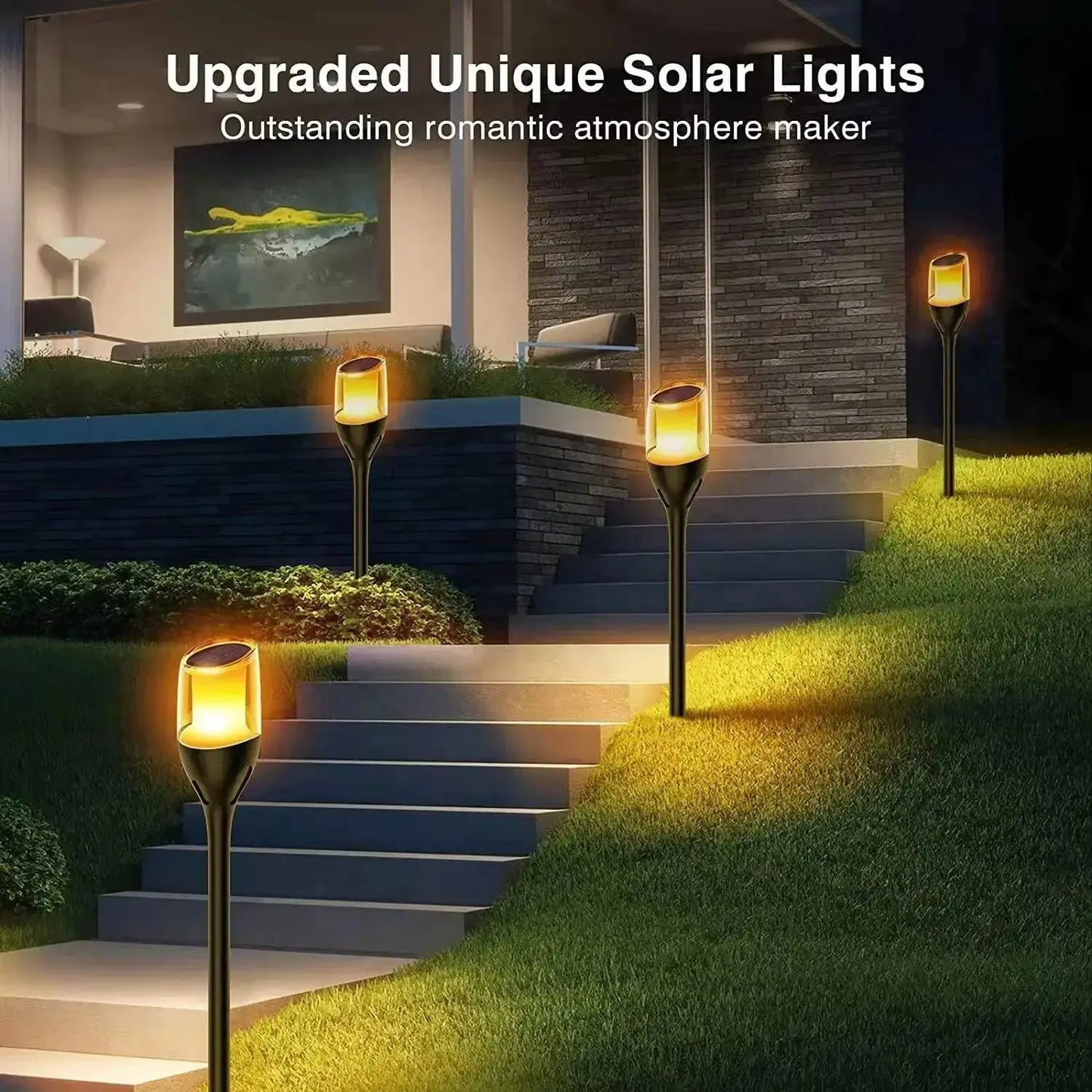Solar outdoor LED lawn lamp by Zenn Organics Inc, waterproof garden pathway light for yard, backyard, and patio landscape decoration.
