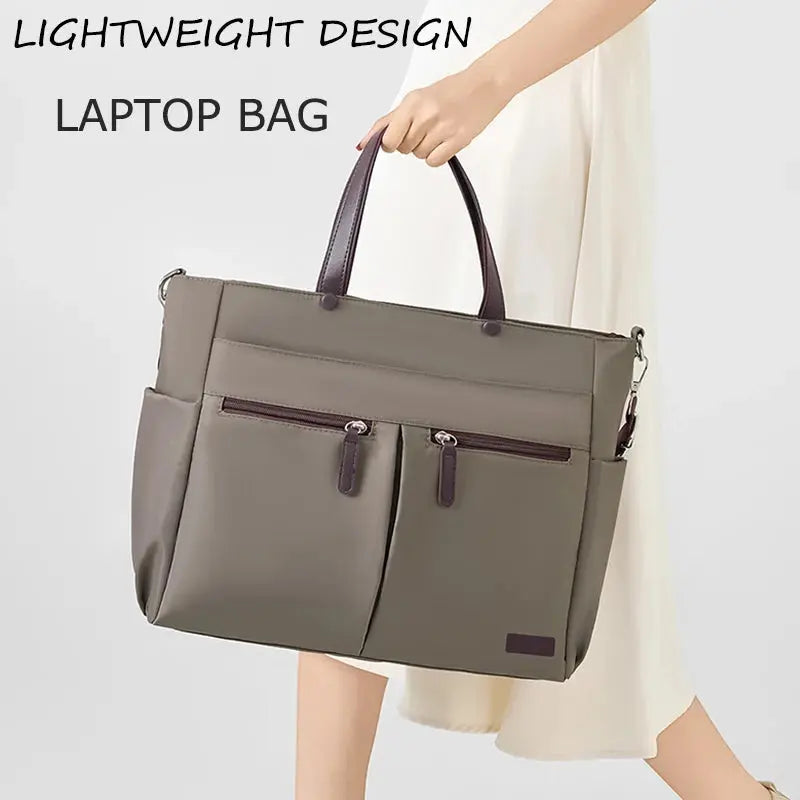 【 Laptop Bag 】 Nylon casual ladies' laptop bag, daily commuting briefcase, lightweight double main pocket single-shoulder bag Zenn Organics Inc