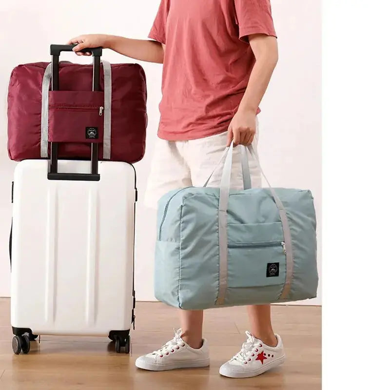 Fashionable Foldable Travel Bag: Large Capacity, Splash-Proof Carry-On Luggage Handbag for Unisex Fitness & Holiday Trips Zenn Organics Inc