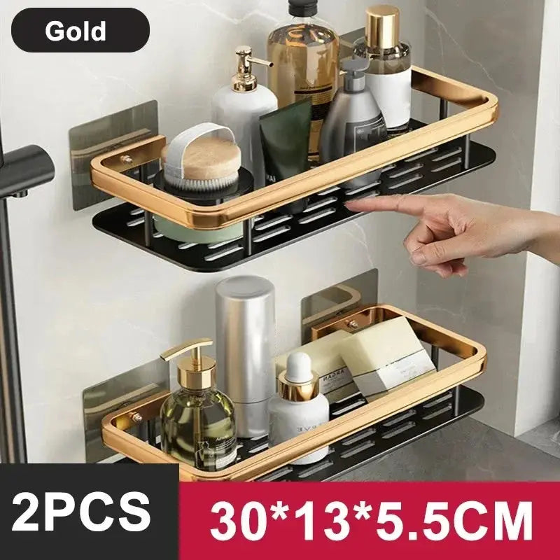 Bathroom Shelf Kitchen Storage Organizer Aluminum Alloy Shampoo Rack Shower Shelf Bathroom Accessories No Drill Shelf Zenn Organics Inc