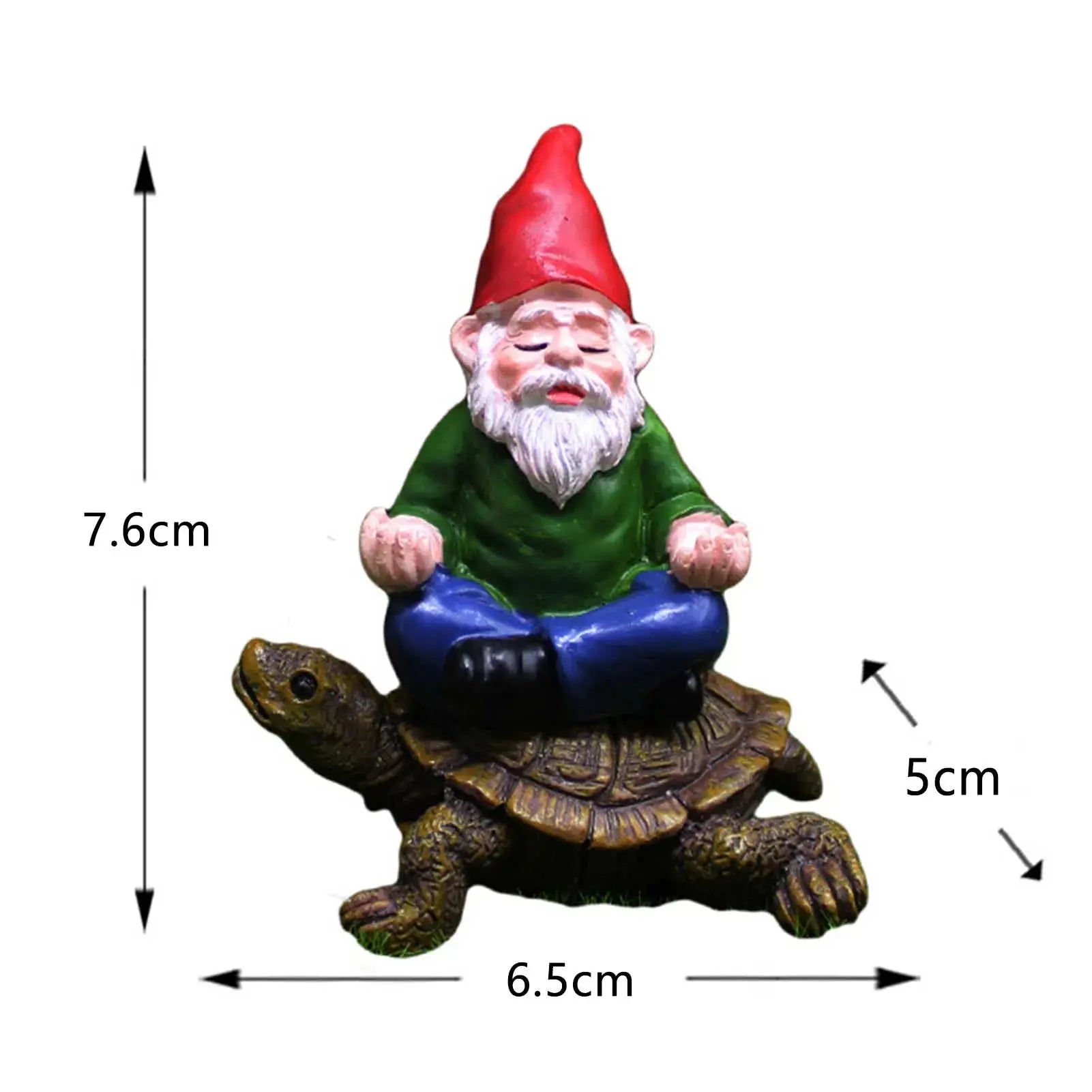 Garden Gnome Figurine Ornaments Hand Painted Lawn Decoration Riding Turtle for Landscape Porch Decor Zenn Organics Inc