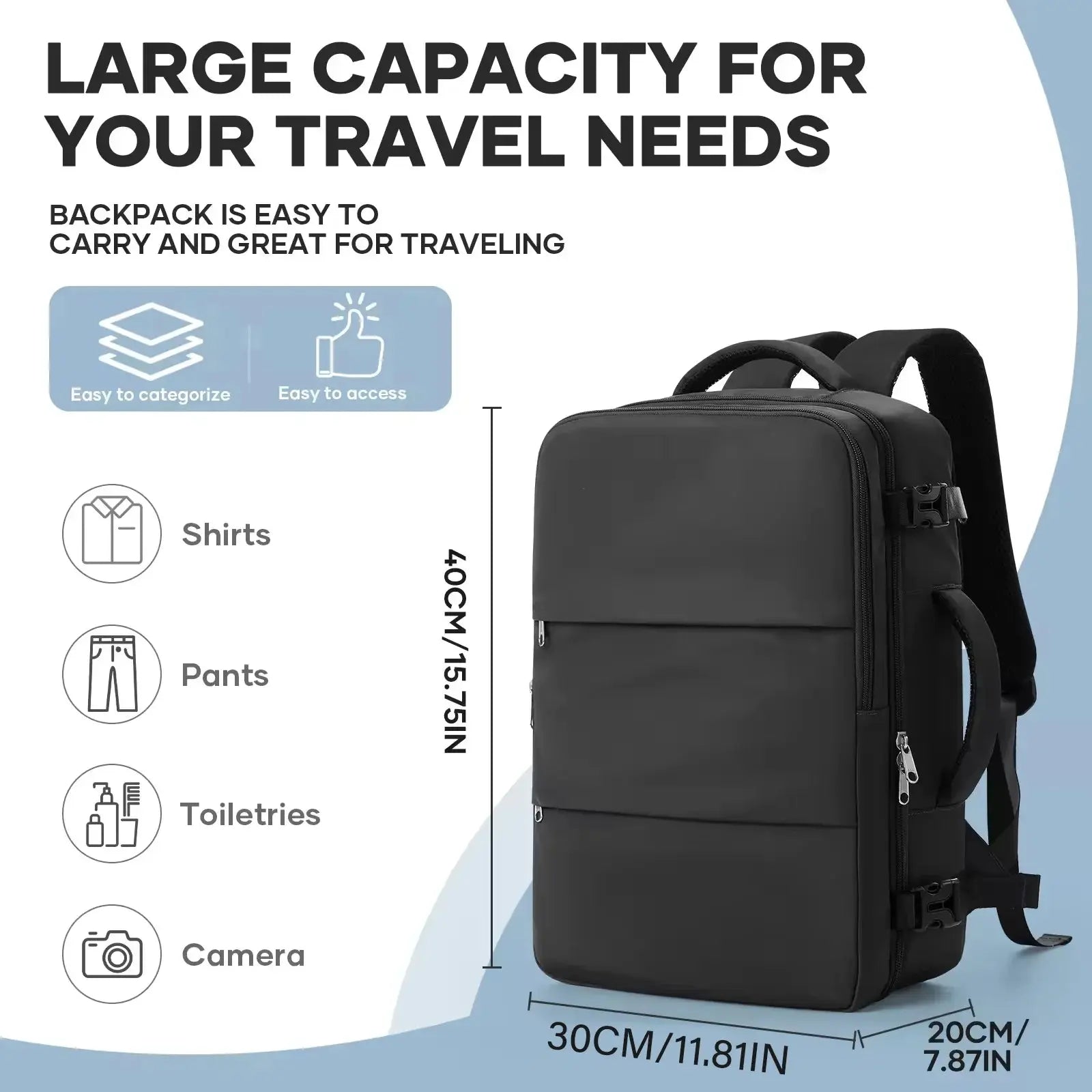 Ryanair 40x30x20 Luggage Cabin Bag, 40x30x20 Bag Men Women 15.6inch Laptop Bag Business  Travel Backpack，College School Backapck Zenn Organics Inc