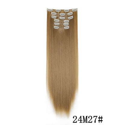 Synthetic Clips in Hair Extensions Long Straight Hairstyle Blonde Black Hairpieces Heat Resistant False Hair Daily Use Zenn Organics Inc