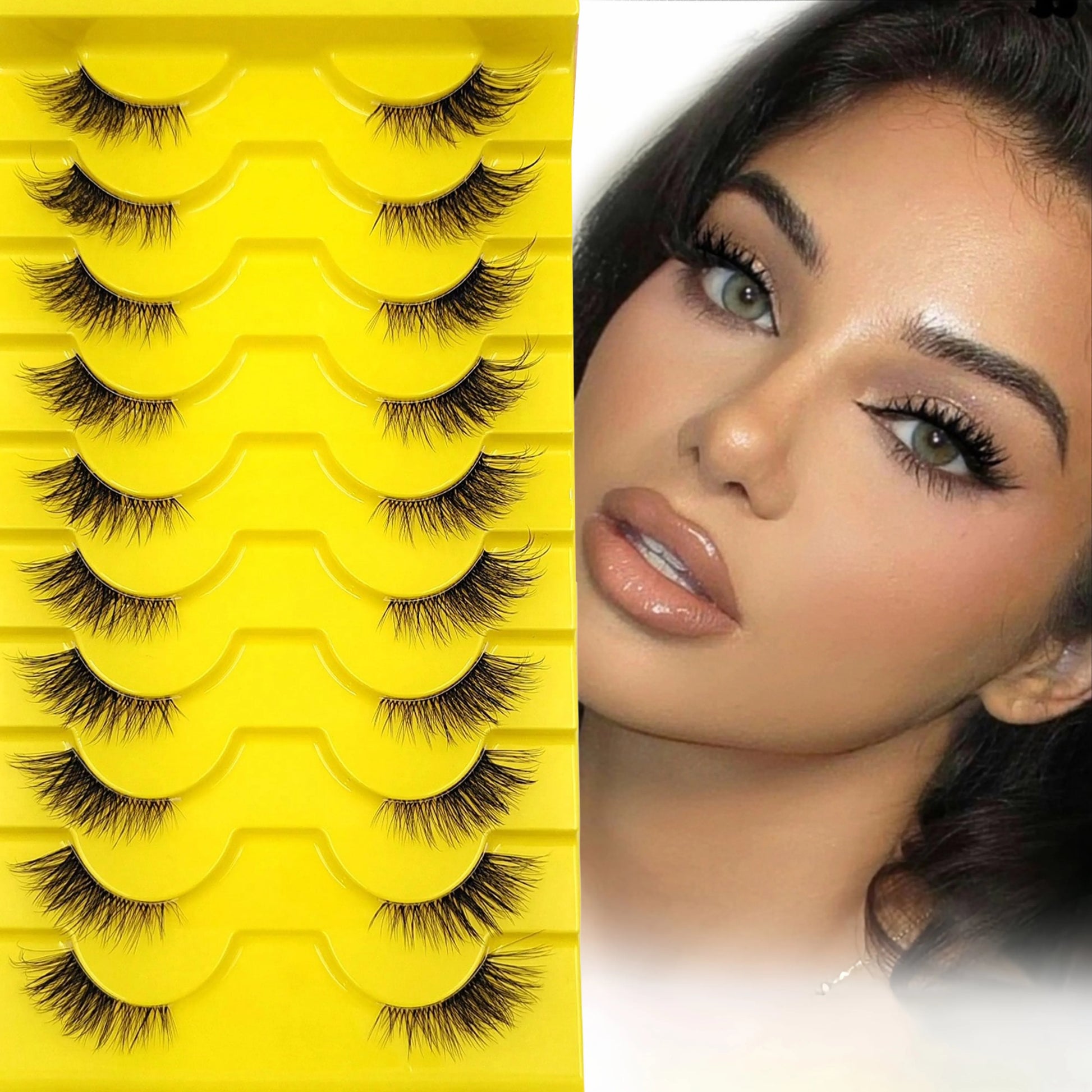 10 Pairs Elegant Faux False Eyelashes, Wispy Cat Eye Design for Natural Fluffiness - Perfect for Everyday Glam Zenn Organics Inc
