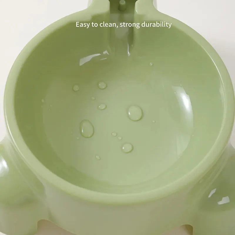 Automatic pet water bottle dispenser from Zenn Organics Inc with a single bowl for puppies and cats to drink comfortably.