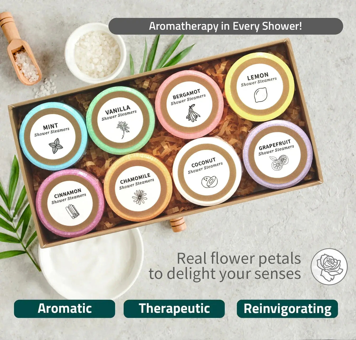 Shower Steamers - 8 Pack Shower Bombs Gifts For Her With Essential Oil For Home SPA, Self-Care & Relaxation Valentine's Birthday Zenn Organics Inc